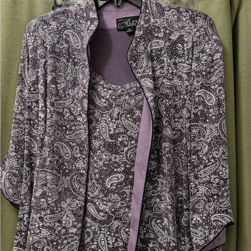 Alex Evenings Paisley Lavender Jacket Set